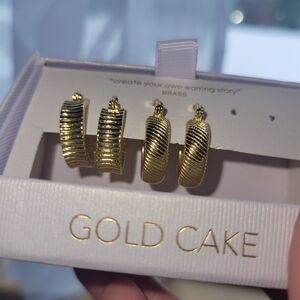 Gold Cake Elegant Brass Gold Hoop Earrings